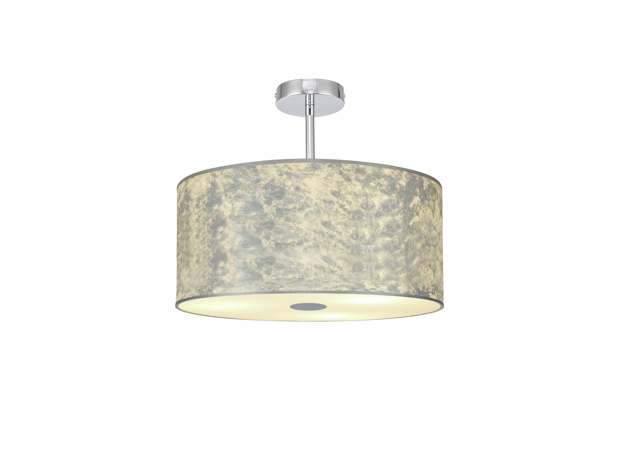 Baymont 40cm Semi Flush 1 Light Polished Chrome, Silver Leaf, Frosted Diffuser